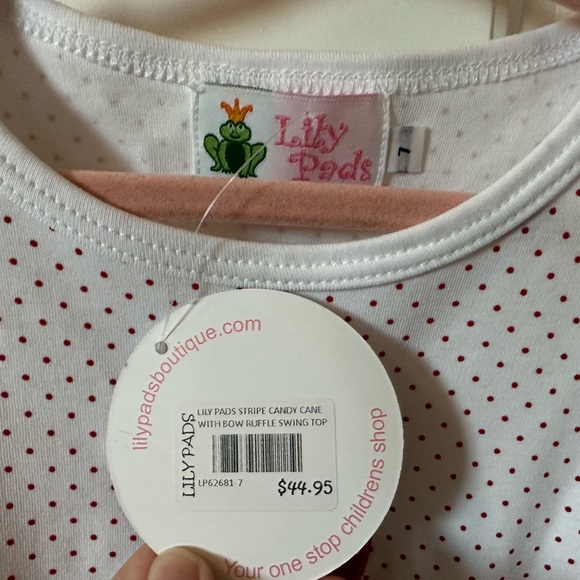 Lily Pads. Girls long sleeve shift top. Color: White w/red polka dots. Size: 7 - Picture 5 of 8
